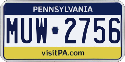 PA license plate MUW2756