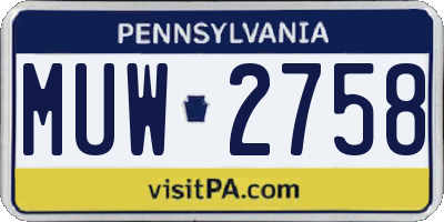 PA license plate MUW2758