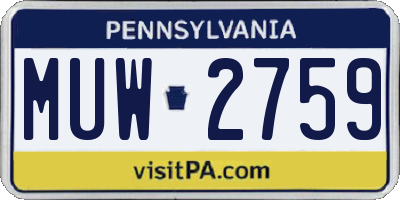 PA license plate MUW2759