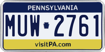 PA license plate MUW2761