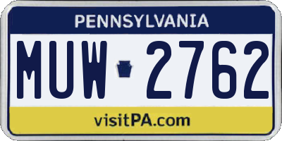 PA license plate MUW2762