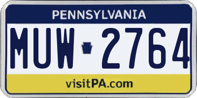 PA license plate MUW2764