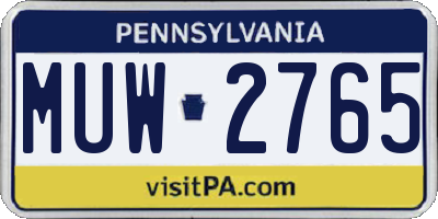 PA license plate MUW2765