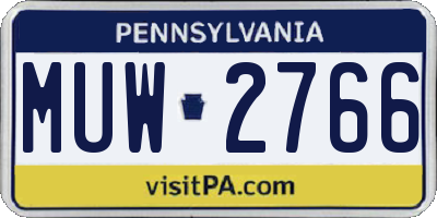 PA license plate MUW2766