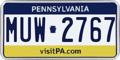 PA license plate MUW2767