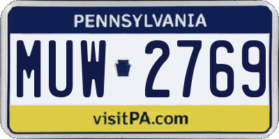 PA license plate MUW2769