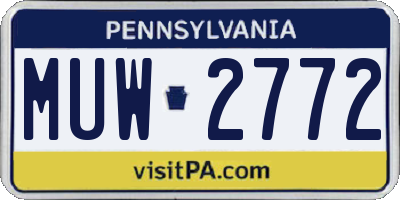 PA license plate MUW2772