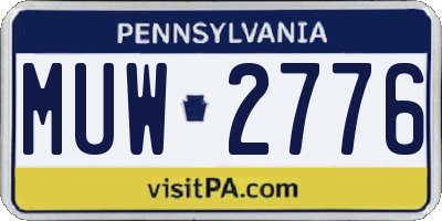 PA license plate MUW2776
