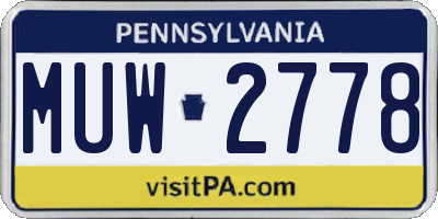 PA license plate MUW2778