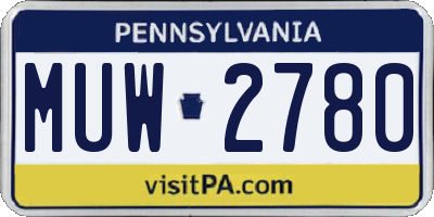 PA license plate MUW2780