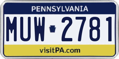 PA license plate MUW2781