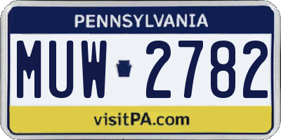 PA license plate MUW2782