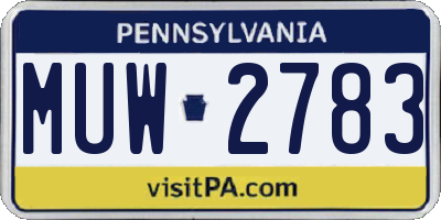 PA license plate MUW2783