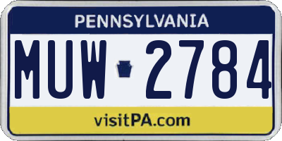 PA license plate MUW2784