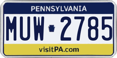 PA license plate MUW2785