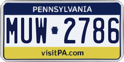 PA license plate MUW2786