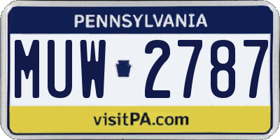 PA license plate MUW2787
