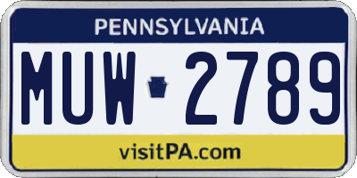 PA license plate MUW2789