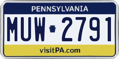 PA license plate MUW2791