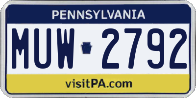 PA license plate MUW2792