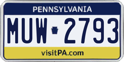 PA license plate MUW2793