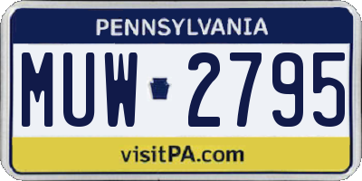 PA license plate MUW2795