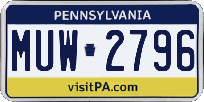 PA license plate MUW2796