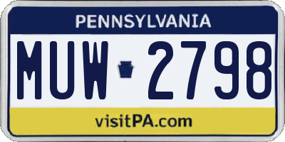 PA license plate MUW2798