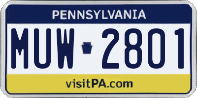 PA license plate MUW2801