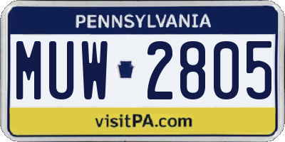 PA license plate MUW2805