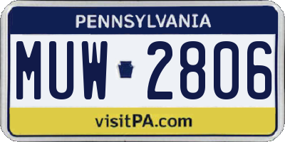 PA license plate MUW2806