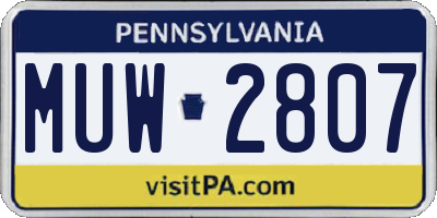 PA license plate MUW2807