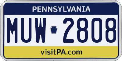 PA license plate MUW2808