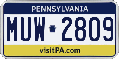 PA license plate MUW2809
