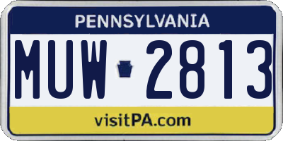 PA license plate MUW2813