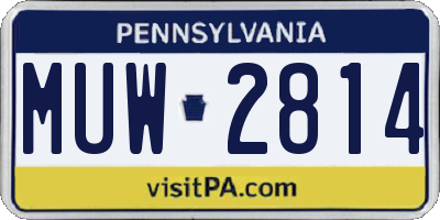 PA license plate MUW2814