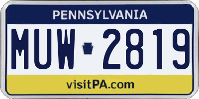 PA license plate MUW2819