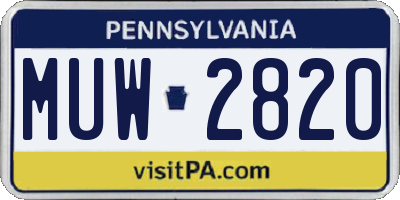 PA license plate MUW2820