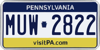 PA license plate MUW2822