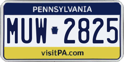 PA license plate MUW2825