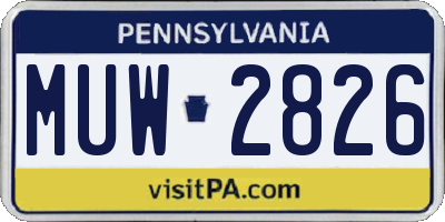PA license plate MUW2826
