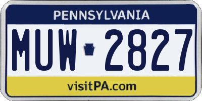 PA license plate MUW2827