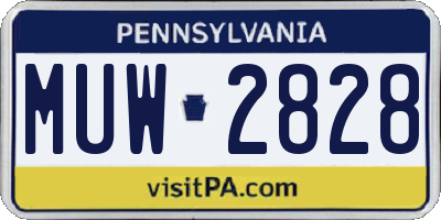 PA license plate MUW2828