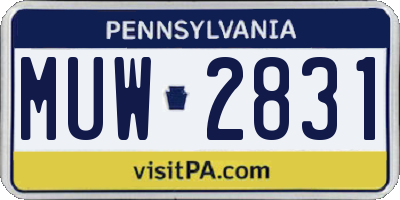 PA license plate MUW2831