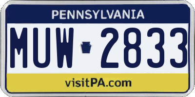 PA license plate MUW2833
