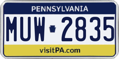 PA license plate MUW2835