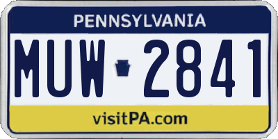 PA license plate MUW2841