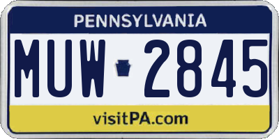 PA license plate MUW2845