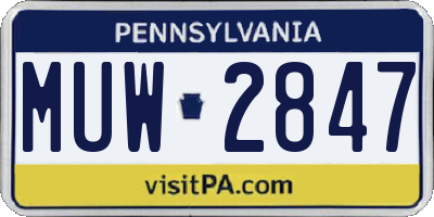 PA license plate MUW2847