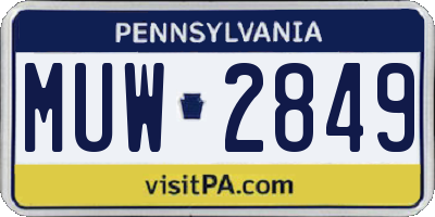 PA license plate MUW2849